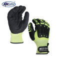 NMSAFETY Hi-viz yellow oil and gas TPR anti impact mechanic nitrile gloves